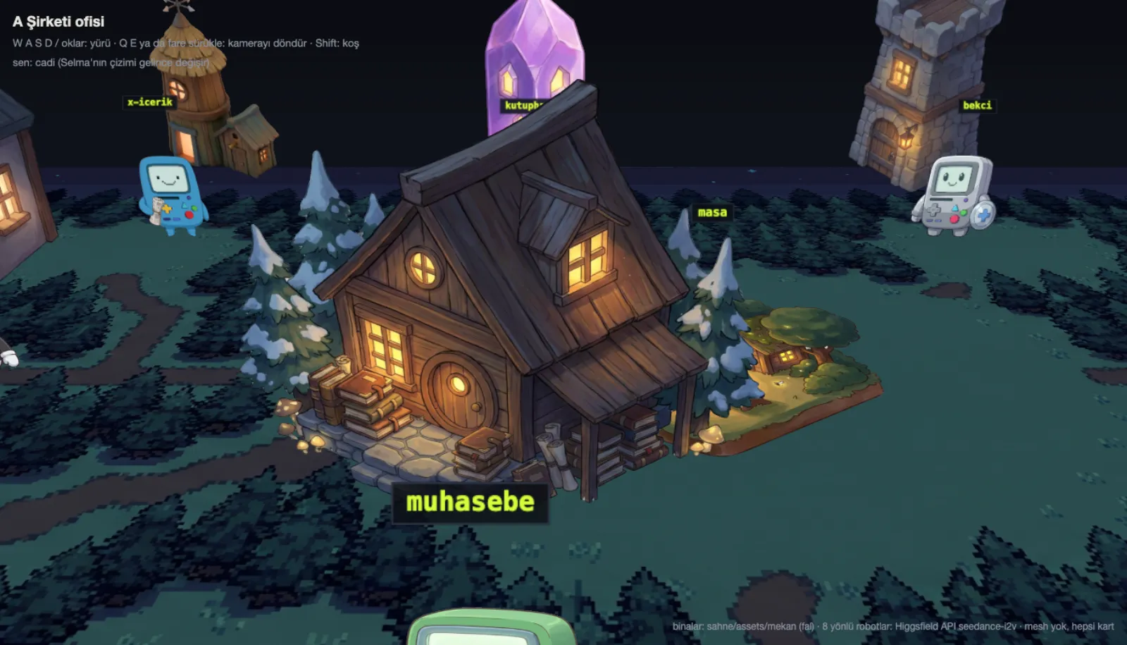 The first 3D office map built with Three.js, card buildings