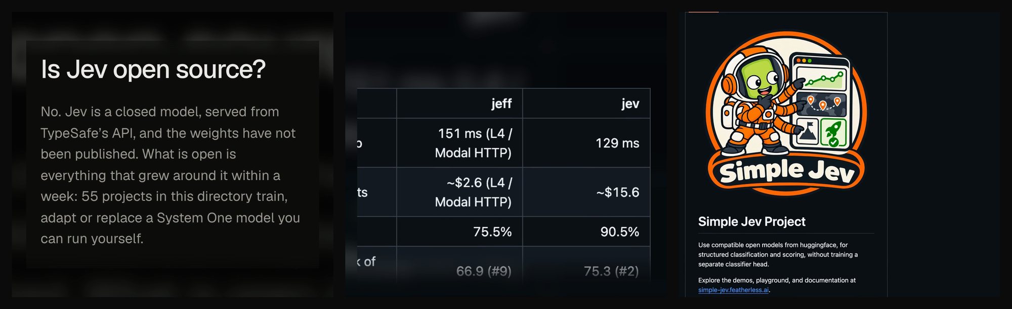 Remotion graphics from the Jev reel: highlighted answer card, cost table, project page