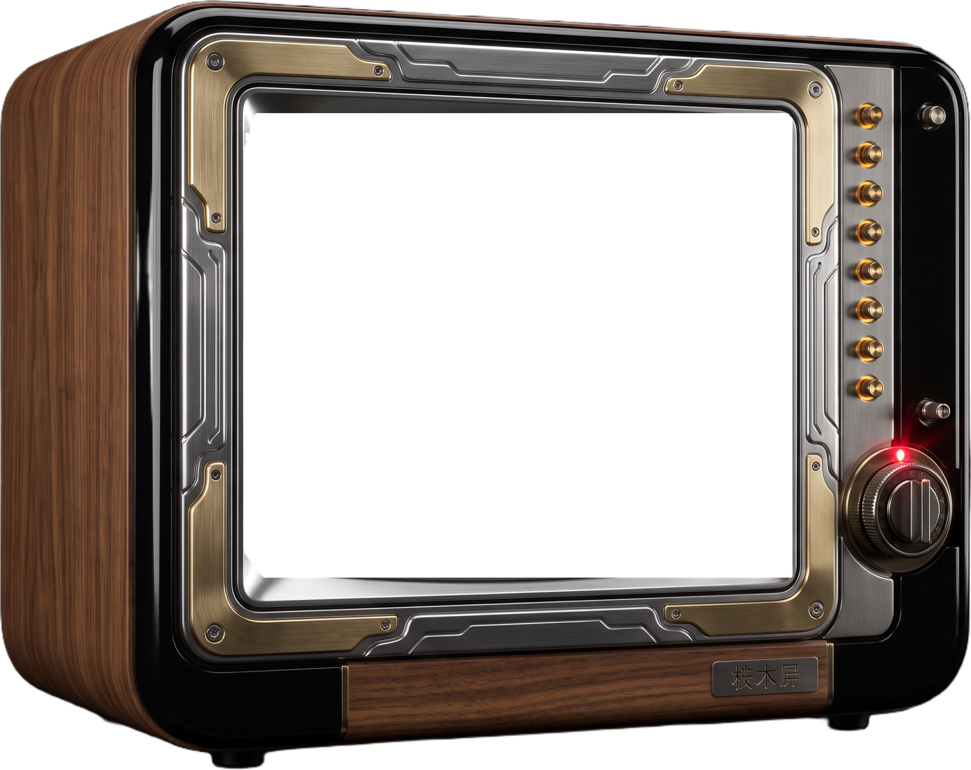 Retro luxury CRT television, brass and walnut