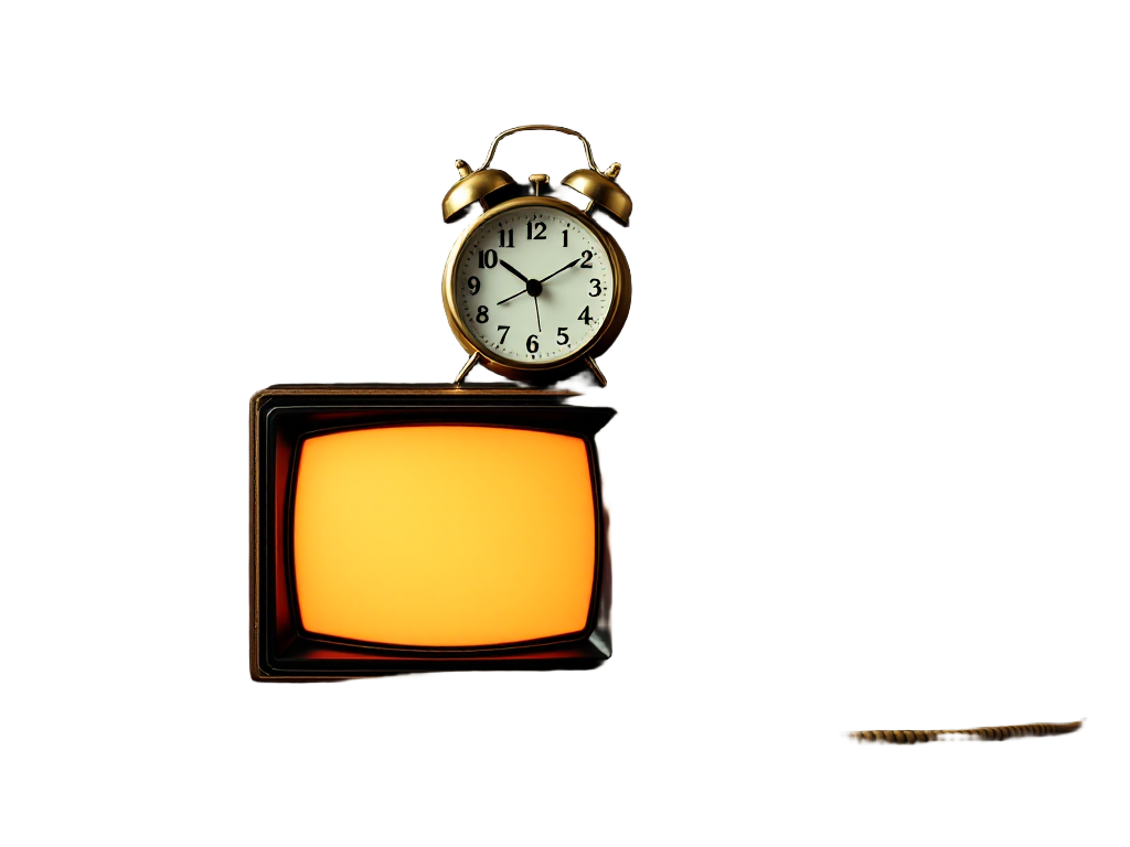 An amber CRT with an alarm clock on top, showing an embedding space