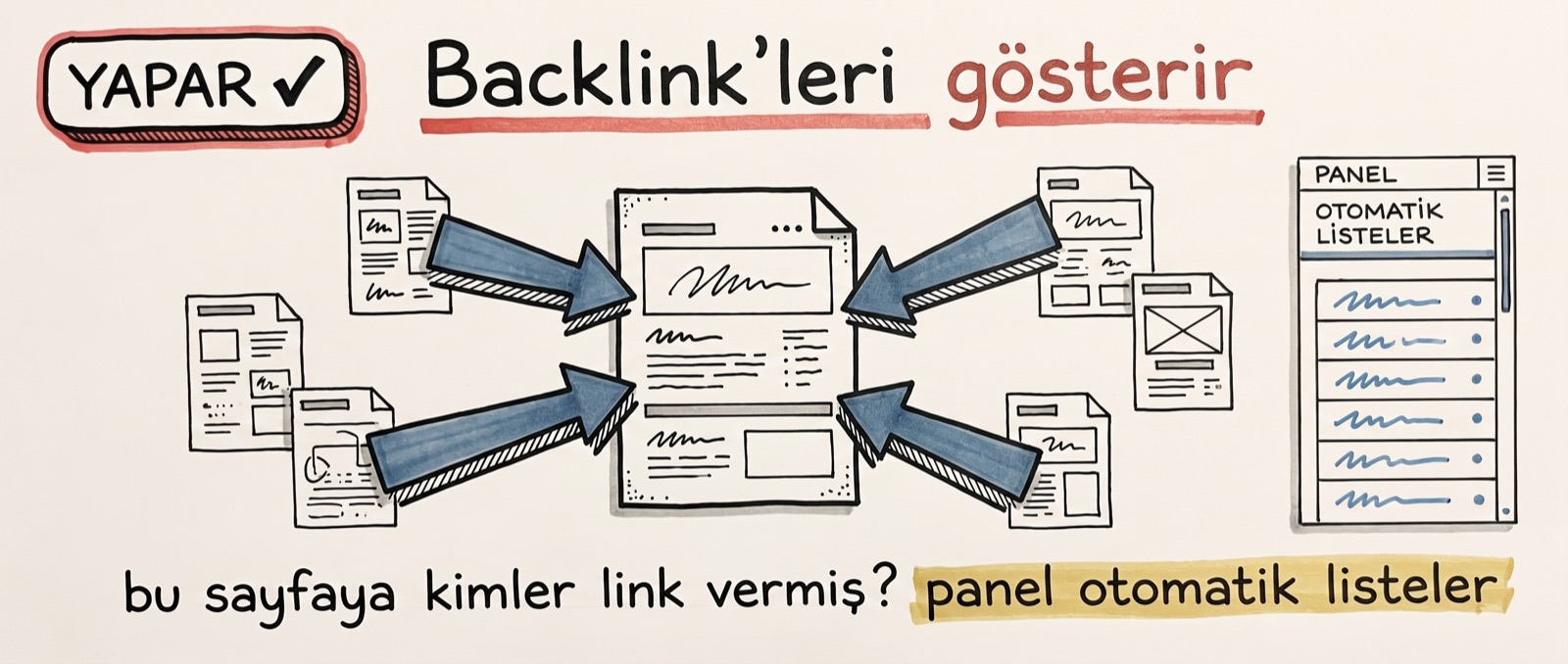 The backlink panel: who links to this page, listed automatically